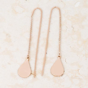 Chloe Rose Gold Stainless Steel Teardrop Threaded Drop Earrings - Jewelry Xoxo