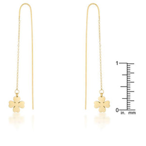 Patricia Gold Stainless Steel Clover Threaded Drop Earrings - Jewelry Xoxo