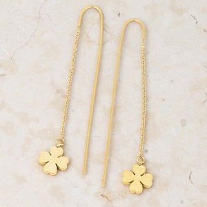 Patricia Gold Stainless Steel Clover Threaded Drop Earrings - Jewelry Xoxo