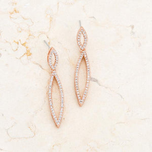 Sara 1.2ct CZ Rose Gold Delicate Double Teardrop Drop Earrings - Jewelry Xoxo