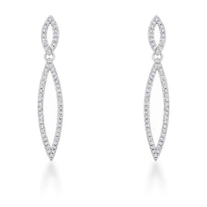 Sara 1.2ct CZ Rhodium Delicate Double Teardrop Drop Earrings - Jewelry Xoxo