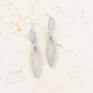 Sara 1.2ct CZ Rhodium Delicate Double Teardrop Drop Earrings - Jewelry Xoxo