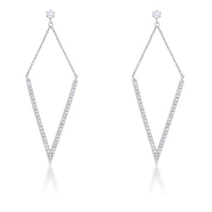 Michelle 1.2ct CZ Rhodium Delicate Pointed Drop Earrings - Jewelry Xoxo