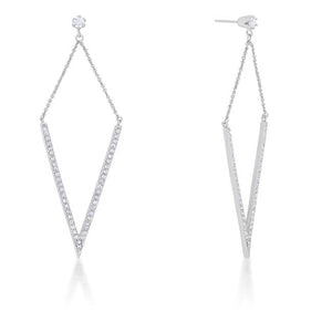 Michelle 1.2ct CZ Rhodium Delicate Pointed Drop Earrings - Jewelry Xoxo