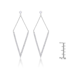 Michelle 1.2ct CZ Rhodium Delicate Pointed Drop Earrings - Jewelry Xoxo