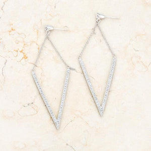 Michelle 1.2ct CZ Rhodium Delicate Pointed Drop Earrings - Jewelry Xoxo