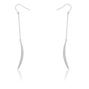 Luna 0.5ct CZ Rhodium Delicate Moon Drop Earrings - Jewelry Xoxo