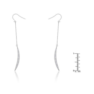 Luna 0.5ct CZ Rhodium Delicate Moon Drop Earrings - Jewelry Xoxo