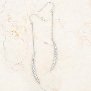 Luna 0.5ct CZ Rhodium Delicate Moon Drop Earrings - Jewelry Xoxo