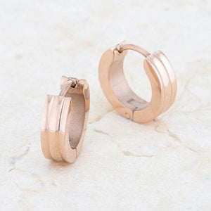 Marlene Rose Gold Stainless Steel Small Hoop Earrings - Jewelry Xoxo