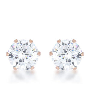 Reign 3.4ct CZ Rose Gold Stainless Steel Stud Earrings - Jewelry Xoxo