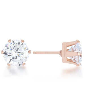 Reign 3.4ct CZ Rose Gold Stainless Steel Stud Earrings - Jewelry Xoxo