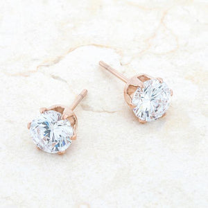 Reign 3.4ct CZ Rose Gold Stainless Steel Stud Earrings - Jewelry Xoxo