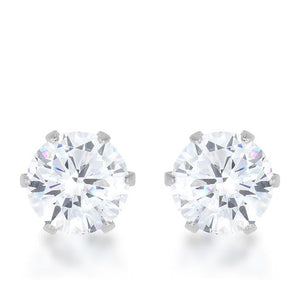 Reign 3.4ct CZ Rhodium Stainless Steel Stud Earrings - Jewelry Xoxo