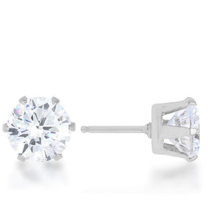 Reign 3.4ct CZ Rhodium Stainless Steel Stud Earrings - Jewelry Xoxo