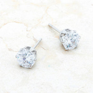 Reign 3.4ct CZ Rhodium Stainless Steel Stud Earrings - Jewelry Xoxo