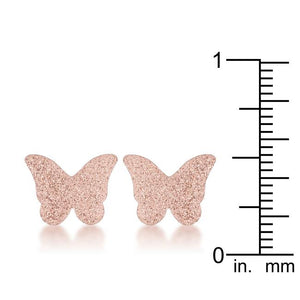 Jess Glittery Butterfly Rose Gold Stud Earrings - Jewelry Xoxo