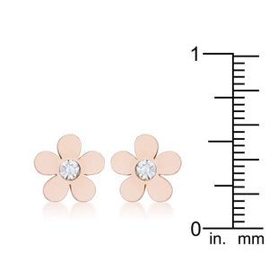 Daisy 0.3ct CZ Rose Gold Stainless Steel Flower Stud Earrings - Jewelry Xoxo