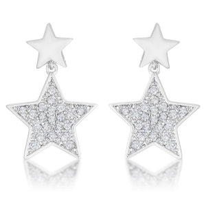 Bianca 0.5ct CZ Rhodium Star Drop Earrings - Jewelry Xoxo