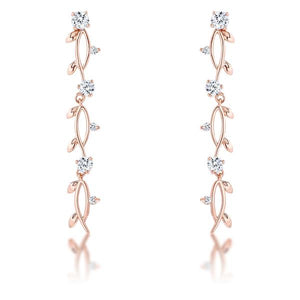 1.1Ct Vine Design Rose Gold Plated Earrings - Jewelry Xoxo