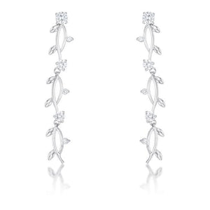 1.1Ct Vine Design Rhodium Earrings - Jewelry Xoxo