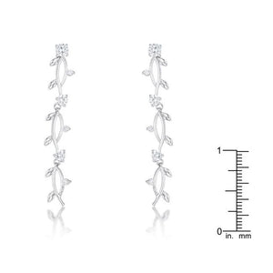 1.1Ct Vine Design Rhodium Earrings - Jewelry Xoxo
