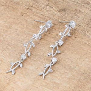 1.1Ct Vine Design Rhodium Earrings - Jewelry Xoxo
