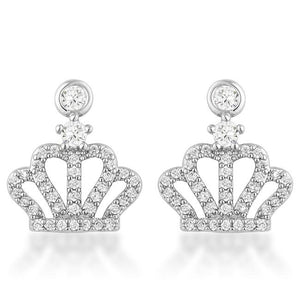 0.5 Ct Rhodium Crown CZ Earrings - Jewelry Xoxo