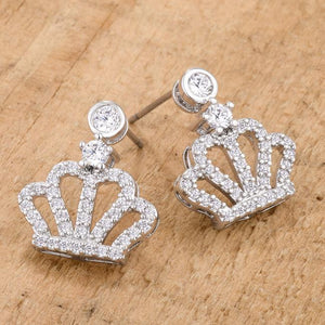 0.5 Ct Rhodium Crown CZ Earrings - Jewelry Xoxo