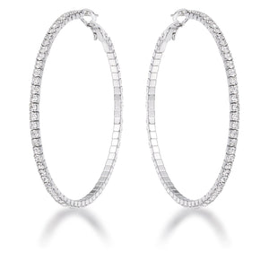 3.85Ct Silvertone Cup Chain Hoop Earrings - Jewelry Xoxo