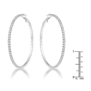 3.85Ct Silvertone Cup Chain Hoop Earrings - Jewelry Xoxo