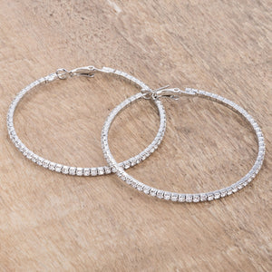 3.85Ct Silvertone Cup Chain Hoop Earrings - Jewelry Xoxo