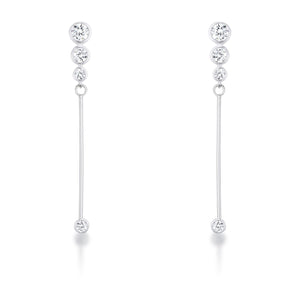 1.2Ct Graduated Rhodium Plated Drop Cubic Zirconia Earrings. - Jewelry Xoxo