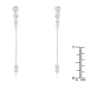 1.2Ct Graduated Rhodium Plated Drop Cubic Zirconia Earrings. - Jewelry Xoxo