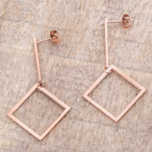 Trendy Geometric Stainless Steel Drop Earrings - Jewelry Xoxo
