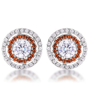 Orange CZ Double Halo Studs - Jewelry Xoxo