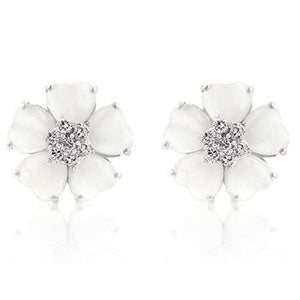 White Flower Nouveau Earrings - Jewelry Xoxo