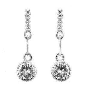 Simple Cubic Zirconia Drop Earrings - Jewelry Xoxo