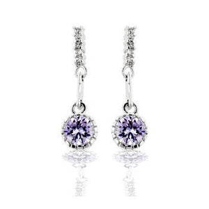 Lavender Cubic Zirconia Dangle Earrings - Jewelry Xoxo