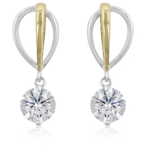 Two-tone Finish Cubic Zirconia Drop Earrings - Jewelry Xoxo