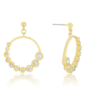 Golden Graduated Cubic Zirconia Circle Earrings - Jewelry Xoxo