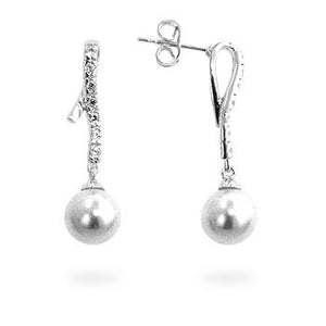 Pearl Cubic Zirconia Dangle Earrings - Jewelry Xoxo