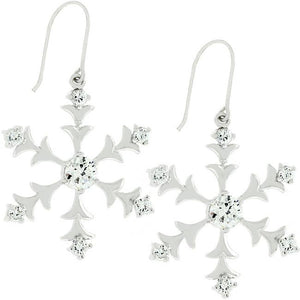 Silver Snowflake Dangle Earrings - Jewelry Xoxo