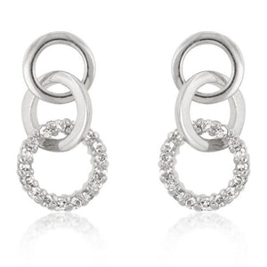 Rhodium Plated Finish Triplet Hooplet Earrings - Jewelry Xoxo