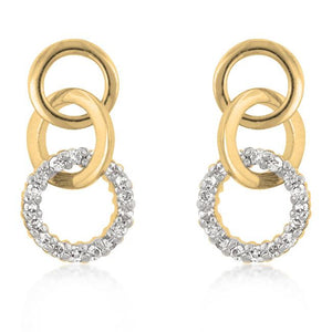 Goldtone Finish Triplet Hooplet Earrings - Jewelry Xoxo