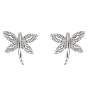 Cubic Zirconia Dragonfly Earrings - Jewelry Xoxo