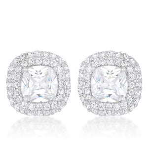 Cushion Pave Stud Earrings - Jewelry Xoxo