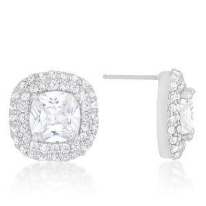 Cushion Pave Stud Earrings - Jewelry Xoxo