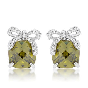 Olivine Drop Earrings with Bow - Jewelry Xoxo