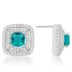 Aqua Halo Stud Earrings - Jewelry Xoxo
